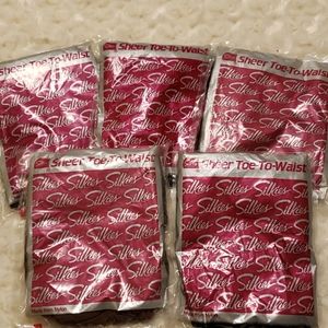 5 pairs Silkies sheer toe to waist pantyhose